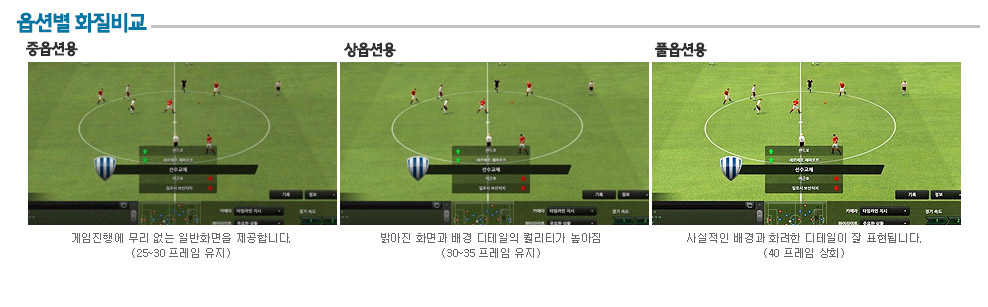 풋볼매니저PC 옵션별 화질비교