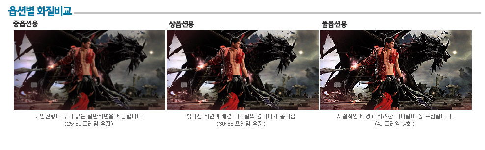 마영전PC 옵션별 화질비교